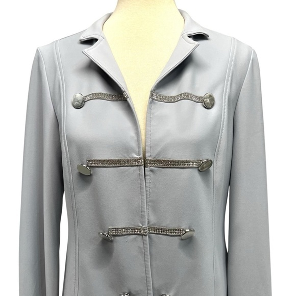 Joseph Ribkoff NWT Gray Frost Sparkle Open Front Long Sleeve Blazer Jacket 8 - Picture 3 of 14
